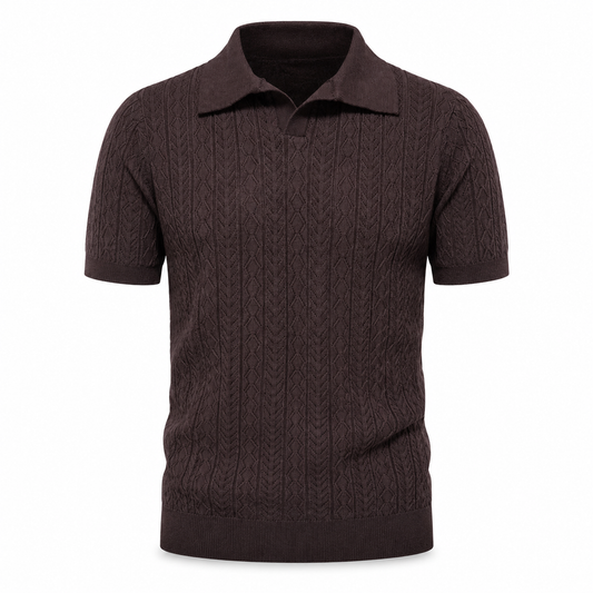 Tobacco Brown — Mosaic Knit Polo