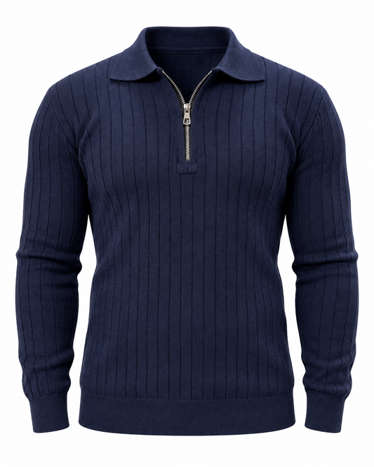 Navy Blue - Column Zip Pullover