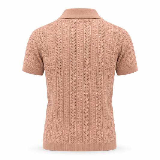 Copper Blush — Mosaic Knit Polo
