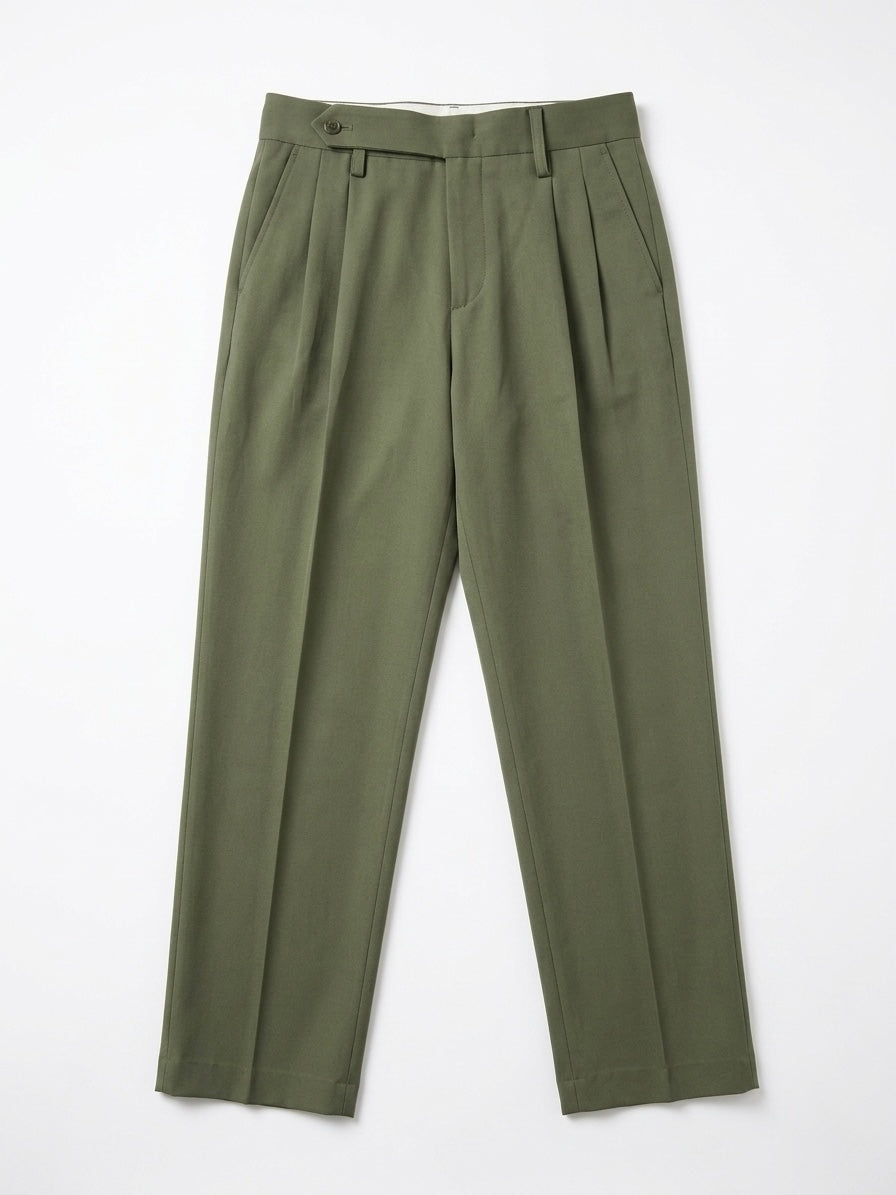 Olive Green - Italian Pleated Pants
