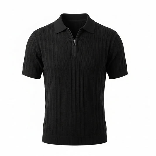 Midnight Black - Capri Zip Knit Polo