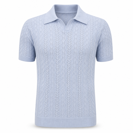 Sky Blue — Mosaic Knit Polo