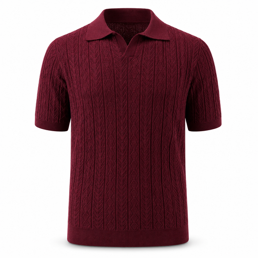 Crimson Burgundy — Mosaic Knit Polo