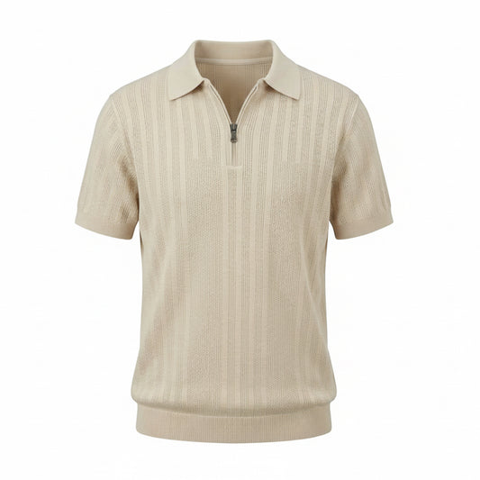 Sandstone Beige - Capri Zip Knit Polo