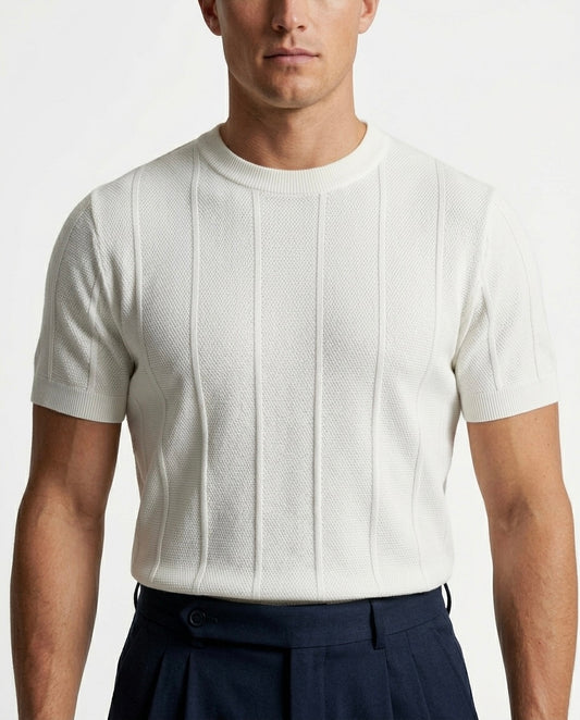 Pearl White - Column Knit Tee