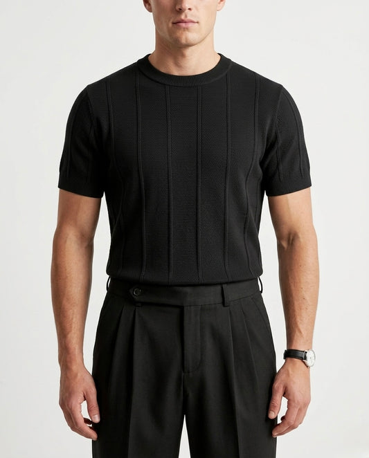 Midnight Black - Column Knit Tee