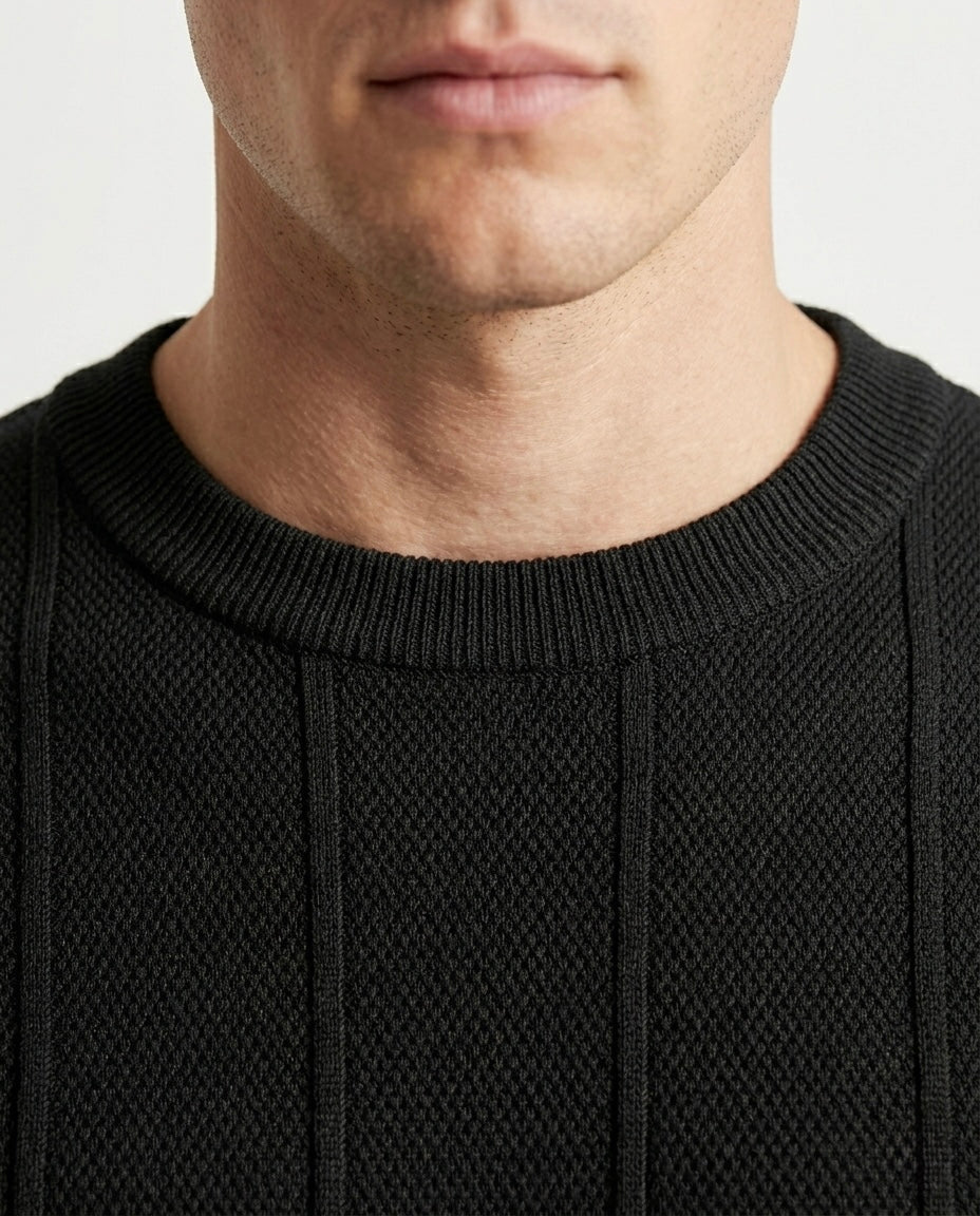 Midnight Black - Column Knit Tee