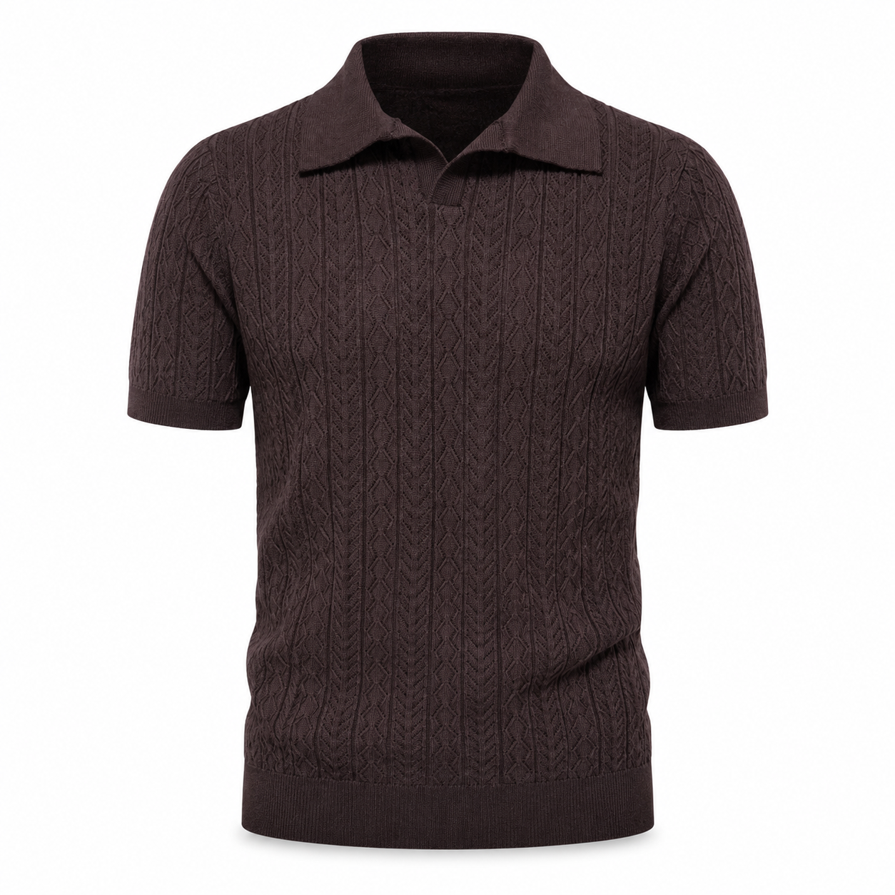 Tobacco Brown — Mosaic Knit Polo
