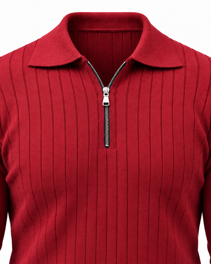 Berry Red - Column Zip Pullover