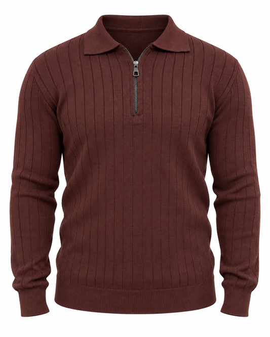 Tobacco Brown - Column Zip Pullover