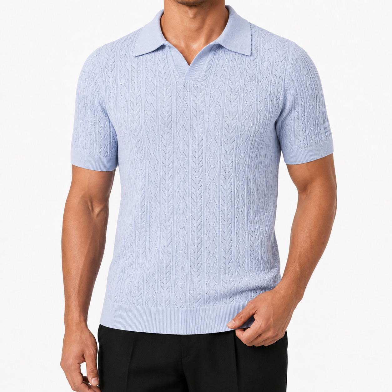 Sky Blue — Mosaic Knit Polo
