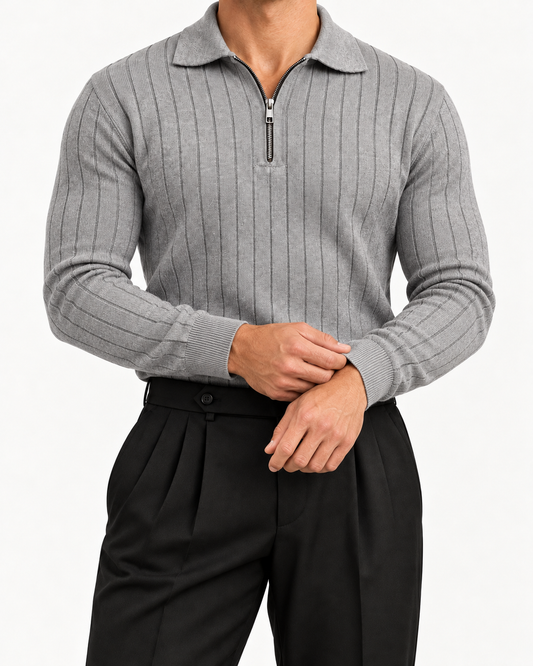 Ash Grey - Column Zip Pullover