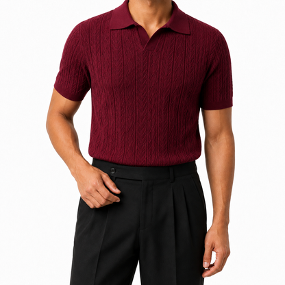 Crimson Burgundy — Mosaic Knit Polo