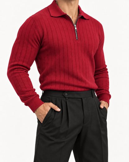 Berry Red - Column Zip Pullover