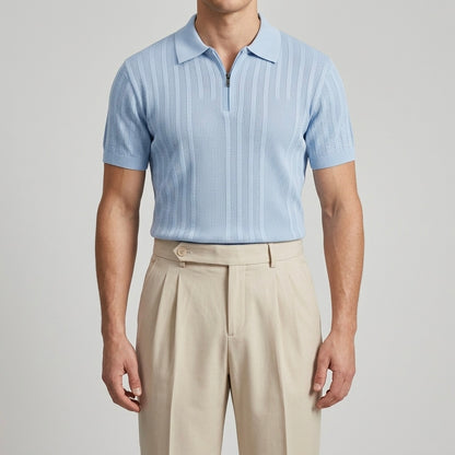 Sky Blue - Capri Zip Knit Polo