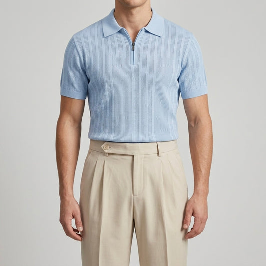 Sky Blue - Capri Zip Knit Polo
