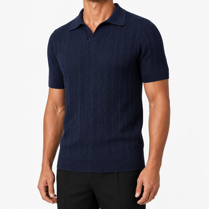 Navy Blue — Mosaic Knit Polo