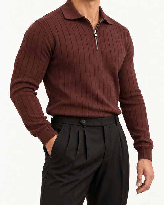 Tobacco Brown - Column Zip Pullover