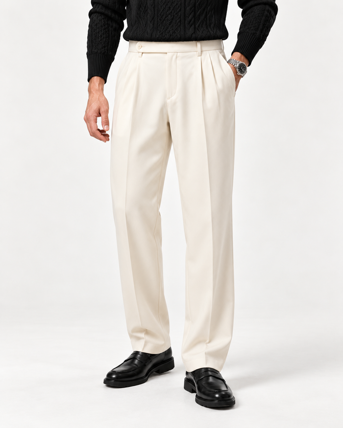 Creamy White - Italian Pleated Pants