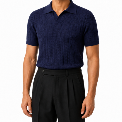 Navy Blue — Mosaic Knit Polo