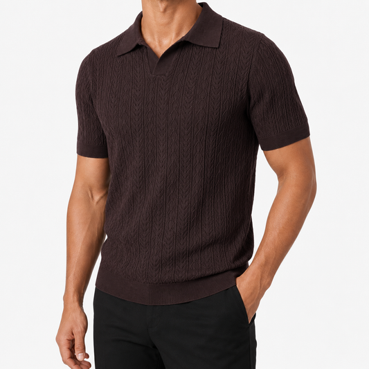 Tobacco Brown — Mosaic Knit Polo