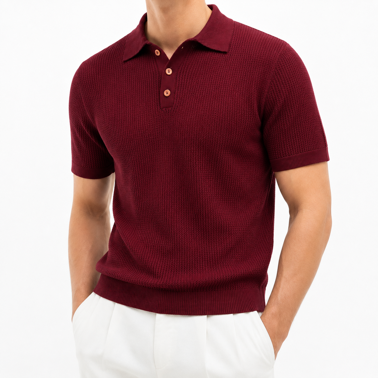 Crimson Burgundy - Costa Knit Polo