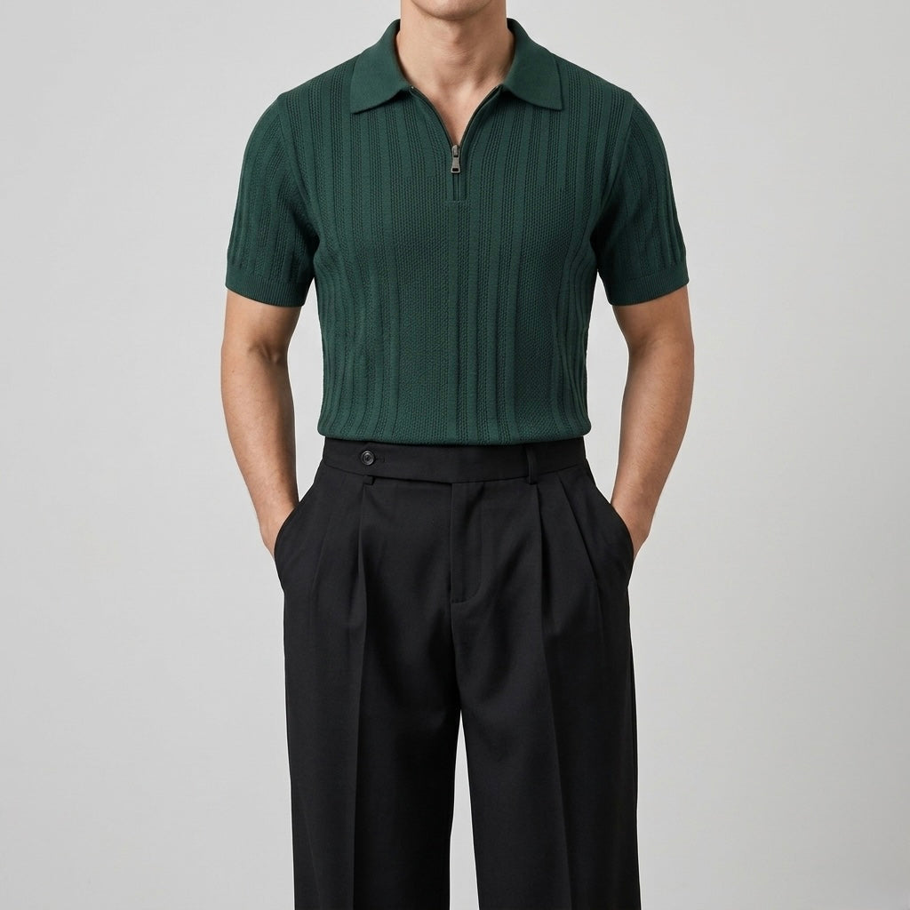 Emerald Green - Capri Zip Knit Polo