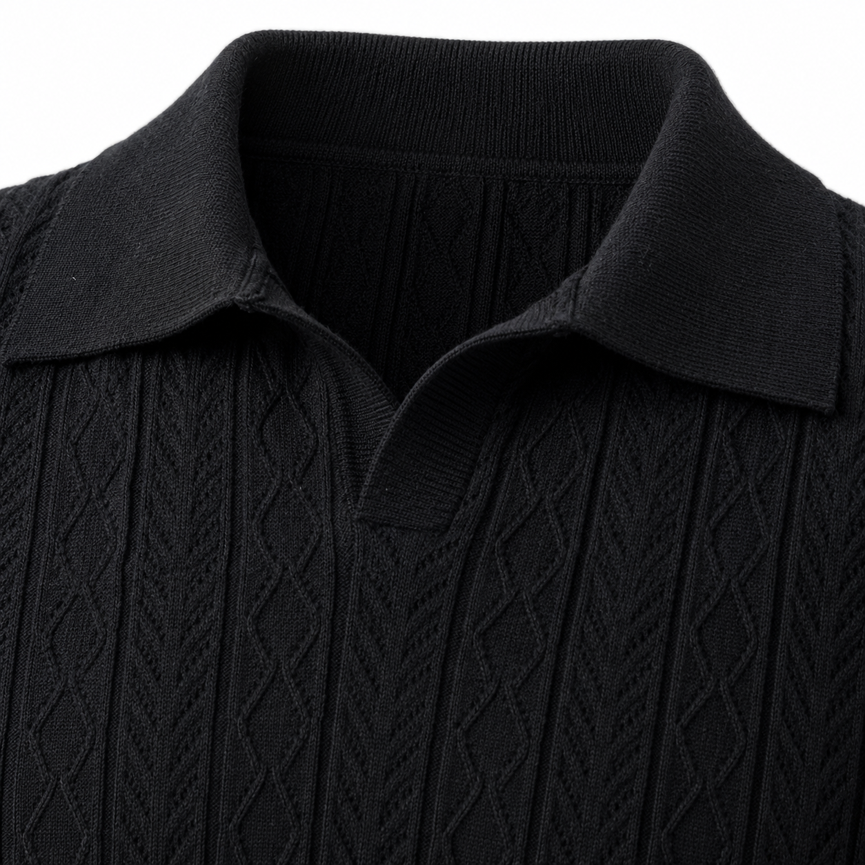 Midnight Black — Mosaic Knit Polo