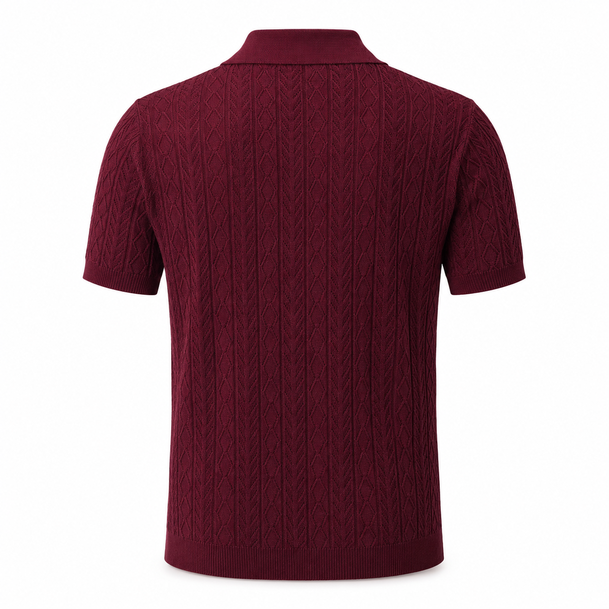 Crimson Burgundy — Mosaic Knit Polo