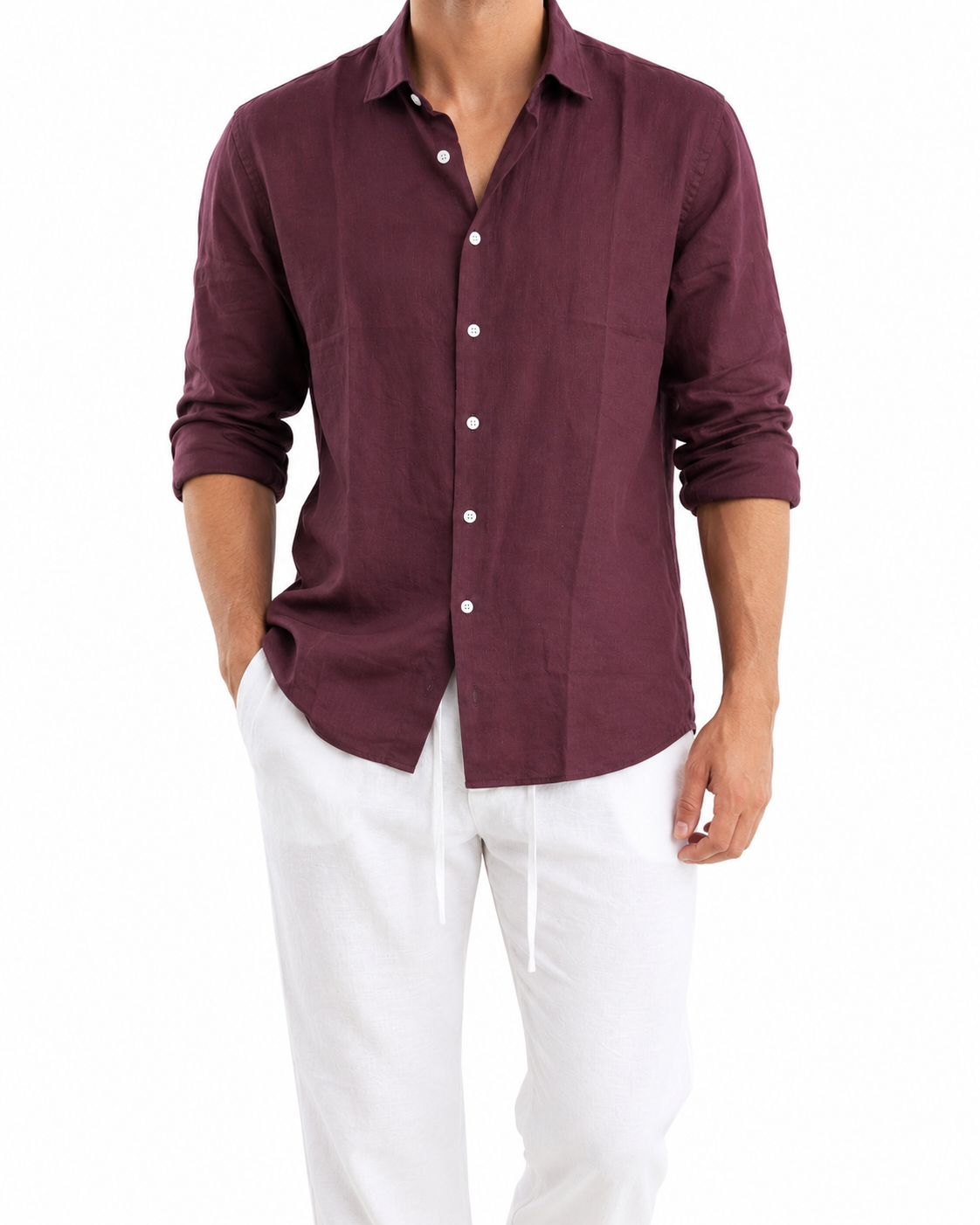 Crimson Burgundy – Long Sleeve Linen