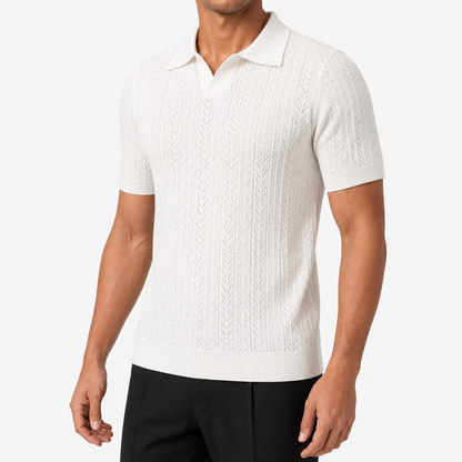 Pearl White — Mosaic Knit Polo