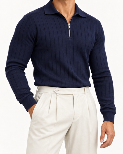 Navy Blue - Column Zip Pullover