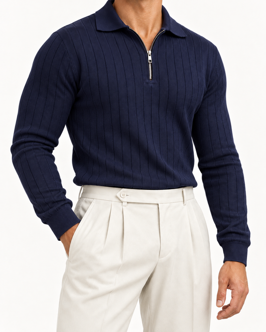 Navy Blue - Column Zip Pullover