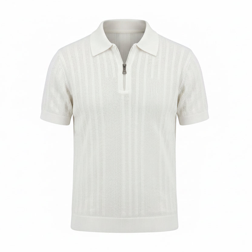 Pearl White - Capri Zip Knit Polo