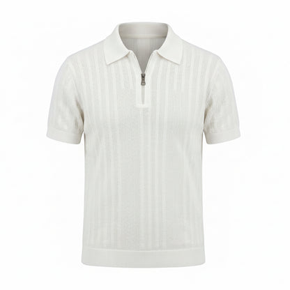 Pearl White - Capri Zip Knit Polo