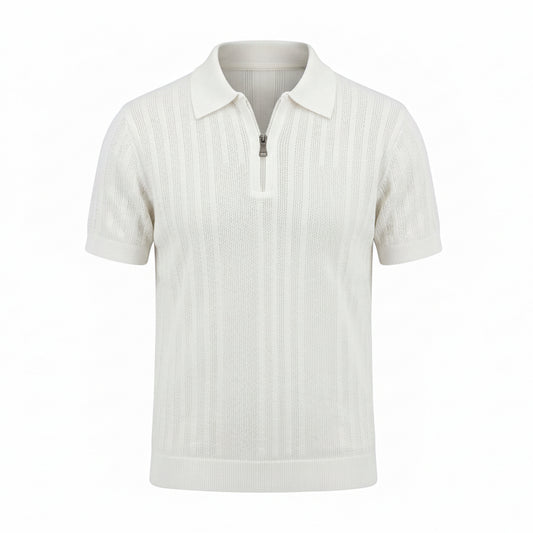 Pearl White - Capri Zip Knit Polo