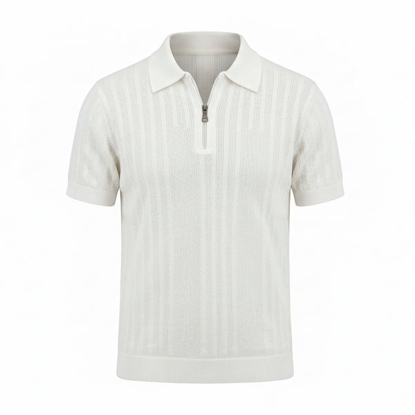 Pearl White - Capri Zip Knit Polo