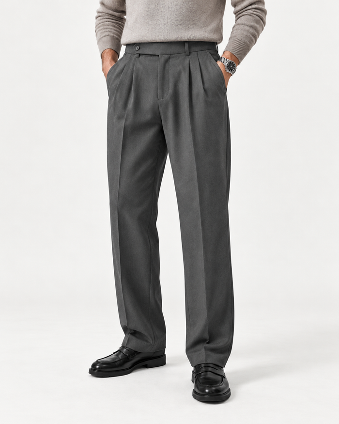 Graphite Grey - Italian Pleated Pants