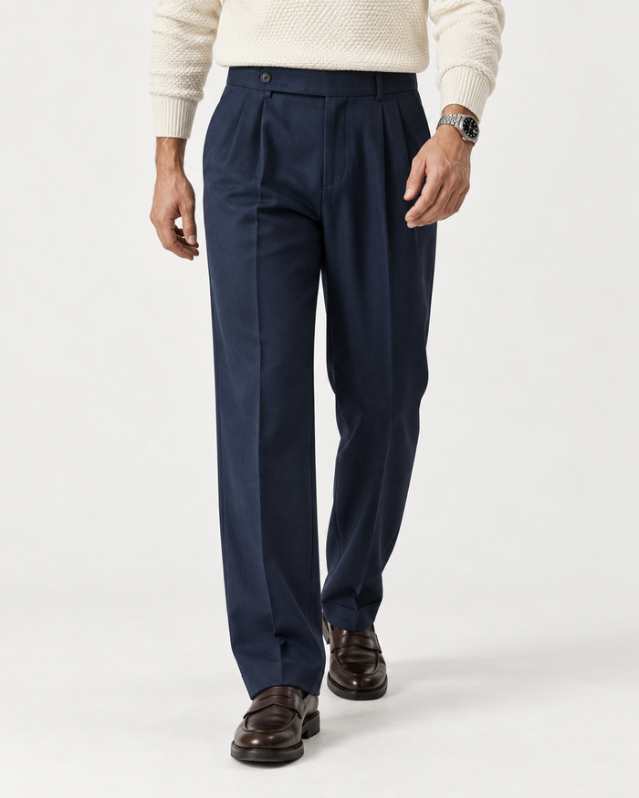 Deep Blue - Italian Pleated Pants