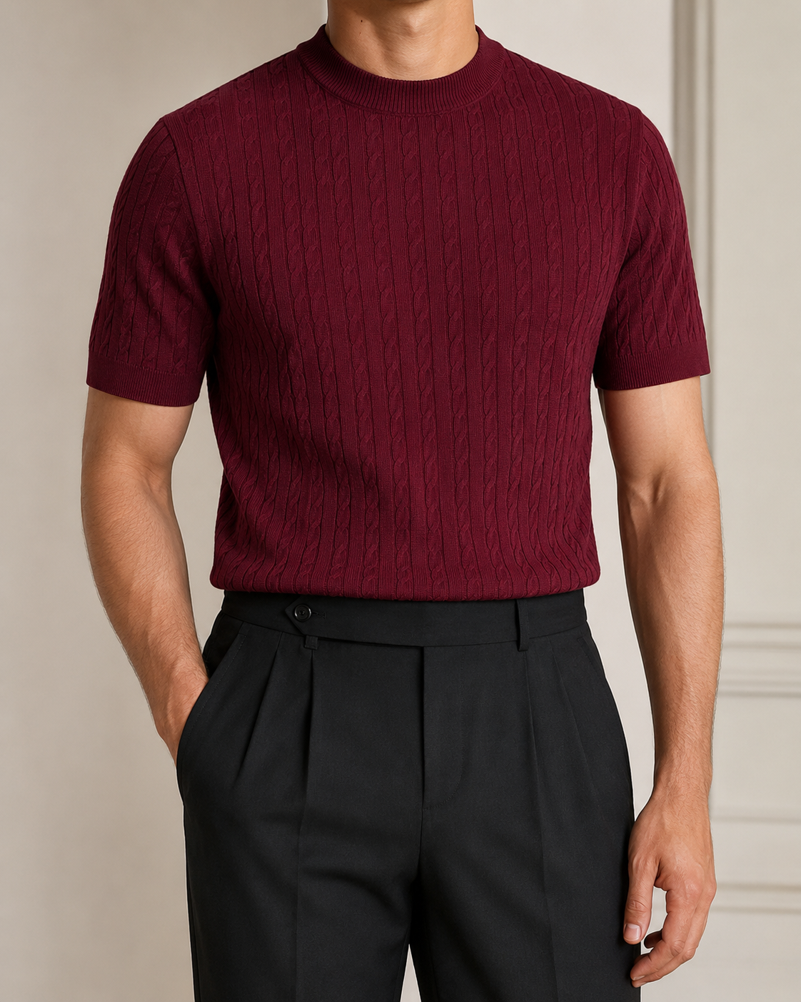 Crimson Burgundy - Cable Knit