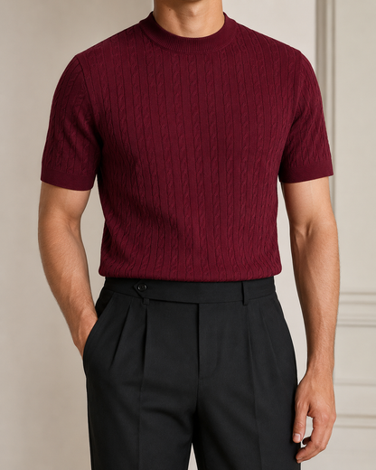 Crimson Burgundy - Cable Knit