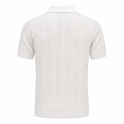 Pearl White — Mosaic Knit Polo