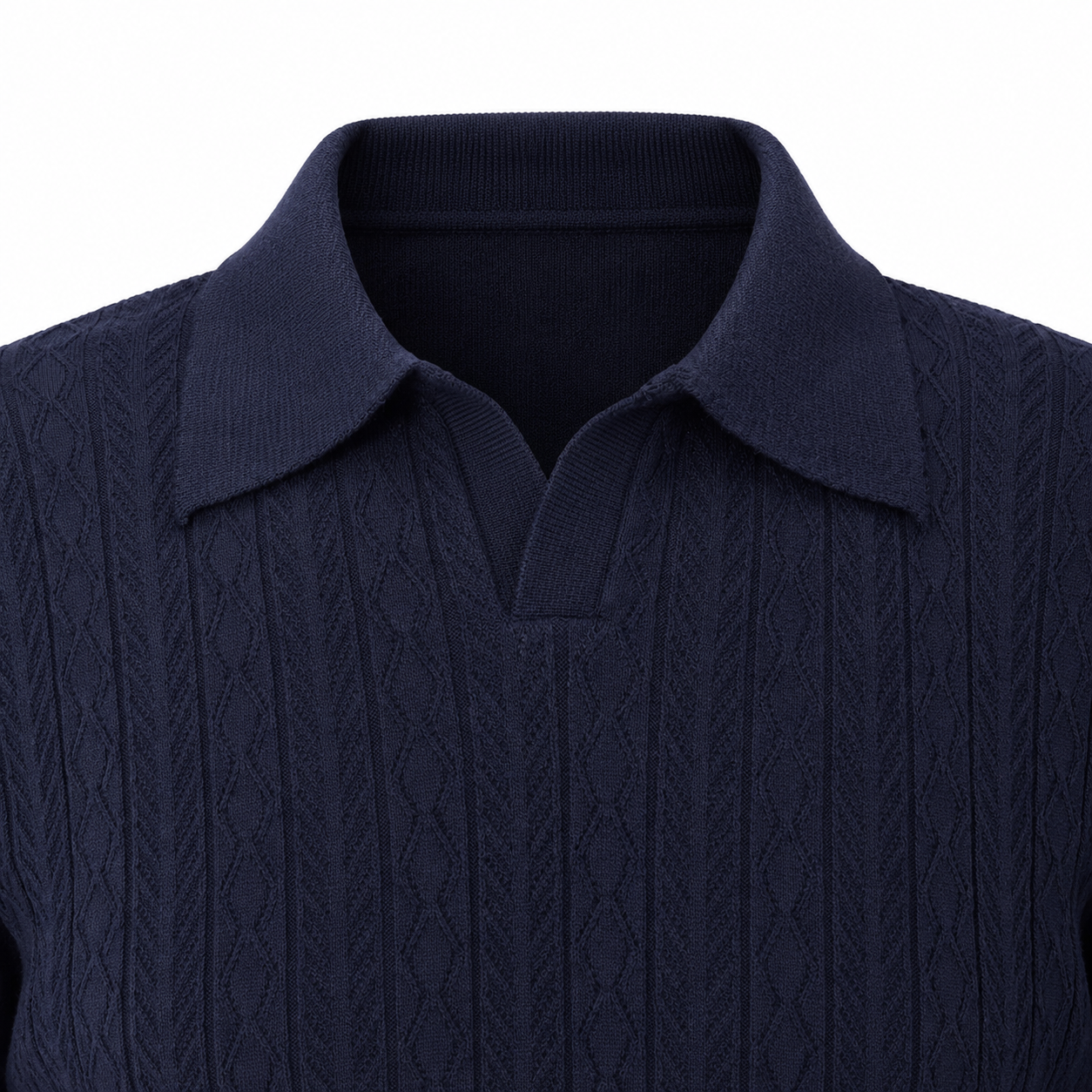 Navy Blue — Mosaic Knit Polo