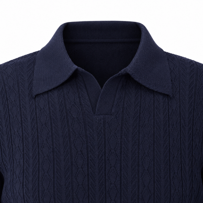 Navy Blue — Mosaic Knit Polo