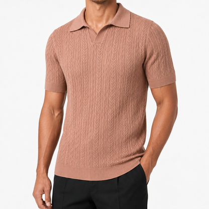 Copper Blush — Mosaic Knit Polo