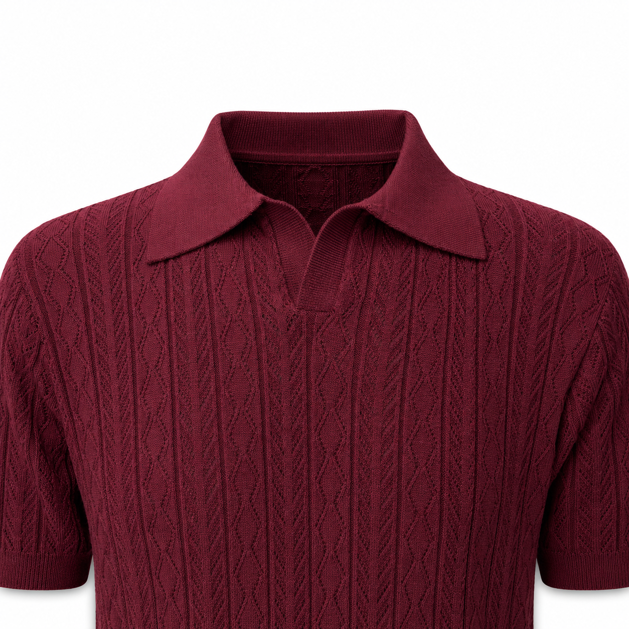 Crimson Burgundy — Mosaic Knit Polo