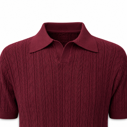 Crimson Burgundy — Mosaic Knit Polo