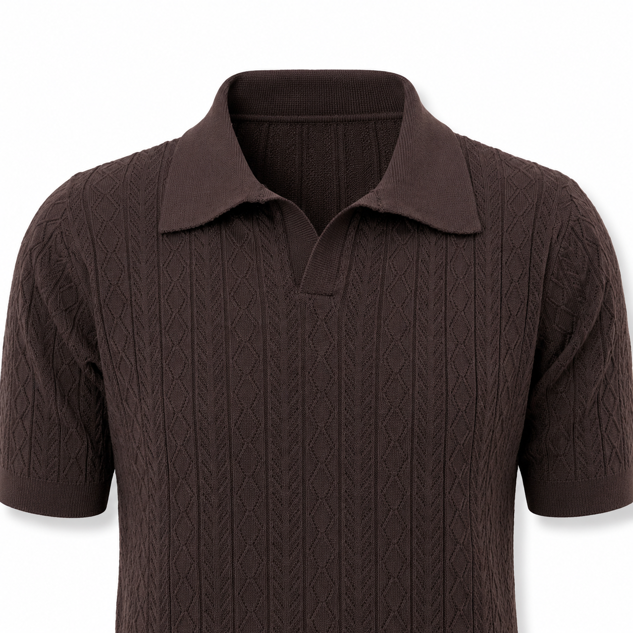 Tobacco Brown — Mosaic Knit Polo