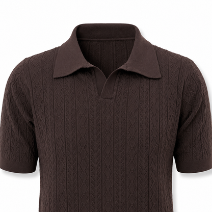 Tobacco Brown — Mosaic Knit Polo
