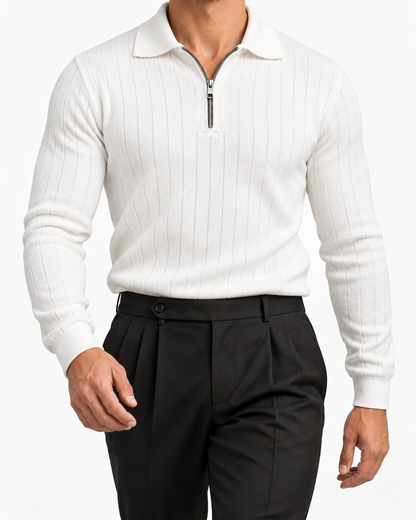 Pearl White - Column Zip Pullover